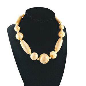 Vintage 1960s Hong Kong Yellow & Orange Beaded Necklace